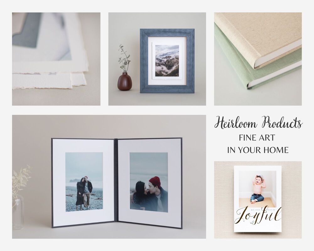 Heirloom Products Fine Art in Your Home - examples of printed products offered by Utah County newborn photographer